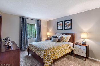 Spacious bedroom with comfortable bed